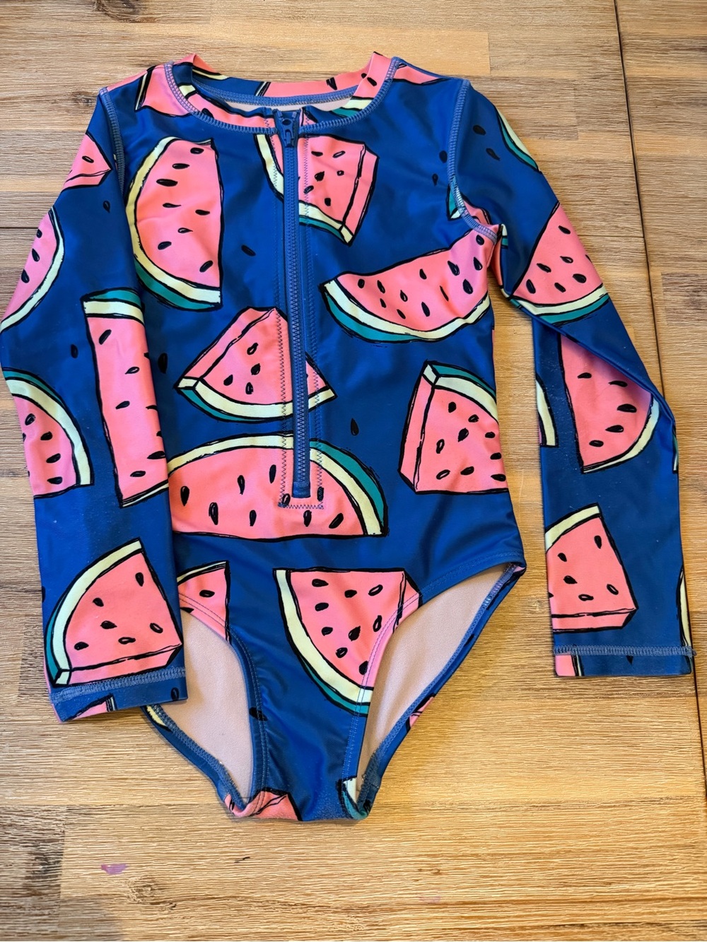 Tea Collection Watermelon Print Long Sleeve One-Piece Swimsuit